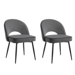 Home Detail Tilly Velvet Dining Chair Set of 2, Ivory in Grey - Size: 2 Pack