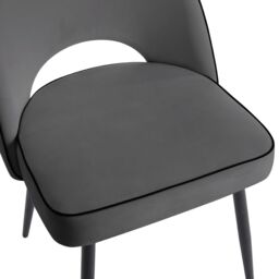Home Detail Tilly Velvet Dining Chair Set of 2, Ivory in Grey - Size: 2 Pack - thumbnail 4