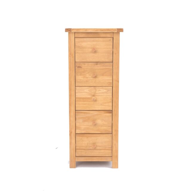 Cabinet Bits Lugo 5 Drawer Narrow Chest of Drawers Wood Knob in Light Brown - image 1