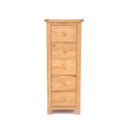 Cabinet Bits Lugo 5 Drawer Narrow Chest of Drawers Wood Knob in Light Brown - thumbnail 1
