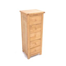 Cabinet Bits Lugo 5 Drawer Narrow Chest of Drawers Wood Knob in Light Brown - thumbnail 3