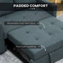 Wyld Haus Matano Maso Charcoal Grey 2 Seater Sofa Bed Side Pockets & Cushions - thumbnail 7