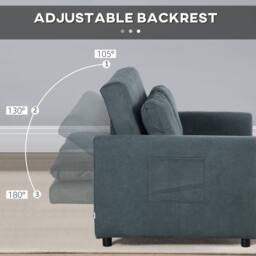 Wyld Haus Matano Maso Charcoal Grey 2 Seater Sofa Bed Side Pockets & Cushions - thumbnail 6