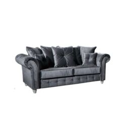 Snugg Furniture UK Limited Raven Plush 3 Seater sofa Button Arms in Grey - thumbnail 1