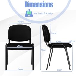 Costway Set of 5 Waiting Room Chairs Stackable Reception Guest Chairs in Black - thumbnail 2