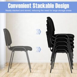 Costway Set of 5 Waiting Room Chairs Stackable Reception Guest Chairs in Black - thumbnail 5