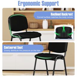 Costway Set of 5 Waiting Room Chairs Stackable Reception Guest Chairs in Black - thumbnail 4
