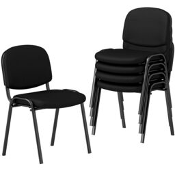 Costway Set of 5 Waiting Room Chairs Stackable Reception Guest Chairs in Black - thumbnail 1