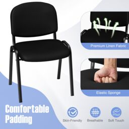 Costway Set of 5 Waiting Room Chairs Stackable Reception Guest Chairs in Black - thumbnail 6