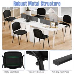 Costway Set of 5 Waiting Room Chairs Stackable Reception Guest Chairs in Black - thumbnail 3