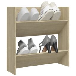 Berkfield Home Wall Shoe Cabinet Sonoma Oak 60x18x60 cm Engineered Wood in Brown - Size: 60 x 18 x 60 cm - thumbnail 3
