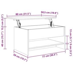 Berkfield Home Coffee Table Smoked Oak 80x50x40 cm Engineered Wood in Brown - Size: 80 x 50 x 40 cm - thumbnail 9