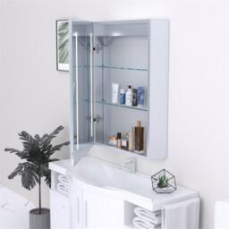 Clifton 70cm Tall LED (Sides) Bathroom Mirror Cabinet in Natural - thumbnail 2