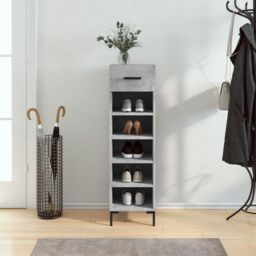 Berkfield Home Shoe Cabinet Concrete Grey 30x35x105 cm Engineered Wood - Size: 30 x 35 x 105 cm - thumbnail 1