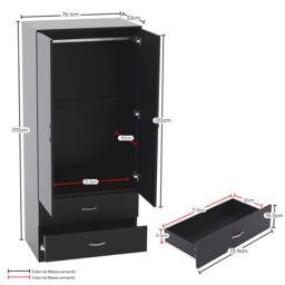 Home Discount Vida Designs Riano 3 Piece Bedroom Set with 4 Drawer Chest & Wardrobe in Black - thumbnail 9