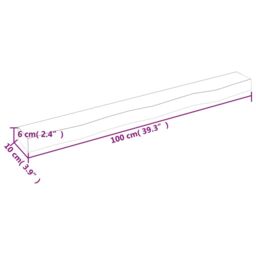 Berkfield Home Wall Shelf 100x10x6 cm Untreated Solid Wood Oak in Brown - Size: 100 x 10 x 6 cm - thumbnail 5