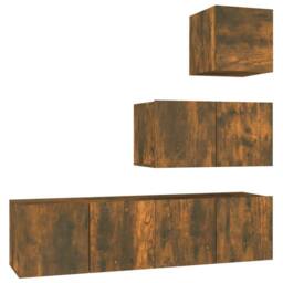 Berkfield Home 4 Piece TV Cabinet Set Smoked Oak Engineered Wood in Brown - thumbnail 1