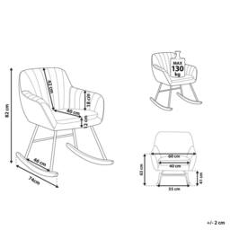 Wyld and Coco Grey Velvet Rocking Chair - Metal Frame Light Wood Runners - thumbnail 4