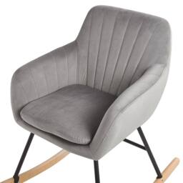 Wyld and Coco Grey Velvet Rocking Chair - Metal Frame Light Wood Runners - thumbnail 6
