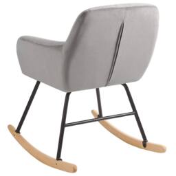 Wyld and Coco Grey Velvet Rocking Chair - Metal Frame Light Wood Runners - thumbnail 5