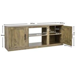 "VOGREX 58"" TV Entertainment Console Stand UK in Natural" - thumbnail 2