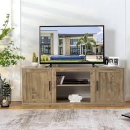 "VOGREX 58"" TV Entertainment Console Stand UK in Natural" - thumbnail 3