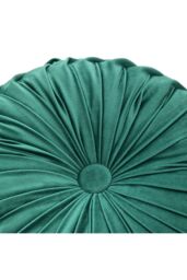 Living and Home 40cm Green Round Velvet Pleated Pumpkin Cushion in Dark Green - thumbnail 6