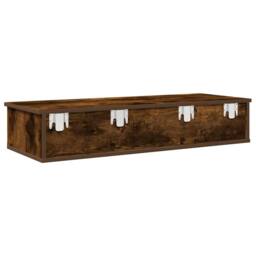 Berkfield Home Wall Shelf with Drawers Smoked Oak 100x37.5x19 cm Engineered Wood in Brown - thumbnail 6