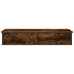 Berkfield Home Wall Shelf with Drawers Smoked Oak 100x37.5x19 cm Engineered Wood in Brown - thumbnail 4