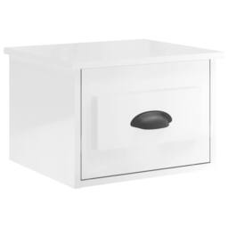 Berkfield Home Elegant Wall-mounted Bedside Cabinet High Gloss White 41.5x36x28cm - Size: 41.5x36x28 cm - thumbnail 3