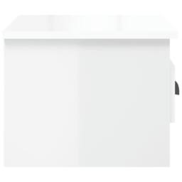 Berkfield Home Elegant Wall-mounted Bedside Cabinet High Gloss White 41.5x36x28cm - Size: 41.5x36x28 cm - thumbnail 7