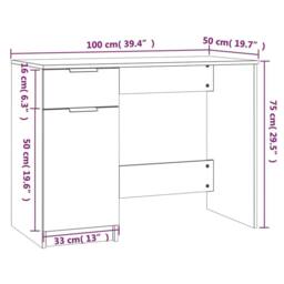 Berkfield Home Desk Grey Sonoma 100x50x75 cm Engineered Wood - Size: 100 x 50 x 75 cm - thumbnail 9