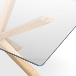 More4Homes Etta 4-6 Seater Glass Dining Table w Solid Oak Legs in Clear - thumbnail 4