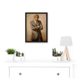 Artery8 Shikler Official Portrait US President John Kennedy JFK Painting Artwork Framed Wall Art Print A4 in Black - thumbnail 2