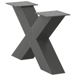 Berkfield Home Coffee Table Legs X-Shaped 2 pcs Anthracite 60x(30-31) cm Steel in Black - thumbnail 4