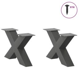 Berkfield Home Coffee Table Legs X-Shaped 2 pcs Anthracite 60x(30-31) cm Steel in Black - thumbnail 3