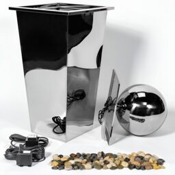 Primrose Stainless Steel Sphere Column Water Feature Silver Polished 83cm - thumbnail 6