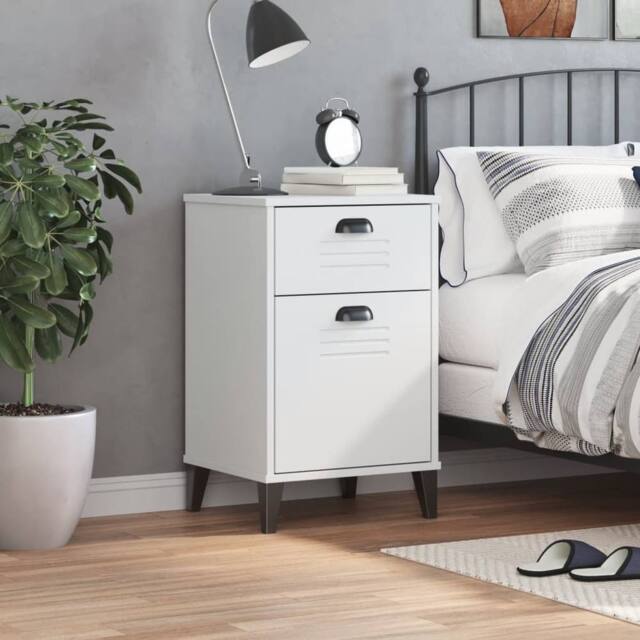Berkfield Home Durable Bedside Cabinet VIKEN White Engineered Wood - image 1