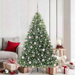 Berkfield Home Artificial Christmas Tree with 300 LEDs Green 180 cm PE & PVC - thumbnail 1