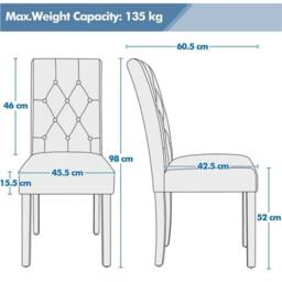 Kelvenix Dining Chairs Set of 2 Faux Leather Chair with Solid Wooden Legs Brown - thumbnail 3