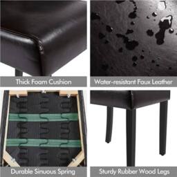 Kelvenix Dining Chairs Set of 2 Faux Leather Chair with Solid Wooden Legs Brown - thumbnail 4