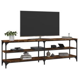 Berkfield Home TV Cabinet Smoked Oak 160x30x50 cm Engineered Wood in Brown - Size: 160 x 30 x 50 cm - thumbnail 4