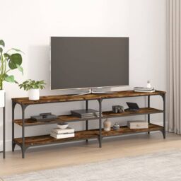 Berkfield Home TV Cabinet Smoked Oak 160x30x50 cm Engineered Wood in Brown - Size: 160 x 30 x 50 cm - thumbnail 1