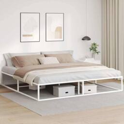 Berkfield Home Elegant Bed Frame without Mattress White 200x200 cm Metal - thumbnail 2