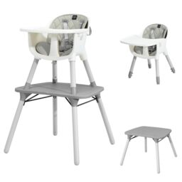 Costway 4-in-1 Convertible Baby Highchair Infant High Dining Chair in Grey - thumbnail 1
