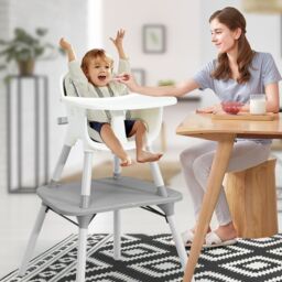 Costway 4-in-1 Convertible Baby Highchair Infant High Dining Chair in Grey - thumbnail 3
