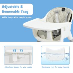 Costway 4-in-1 Convertible Baby Highchair Infant High Dining Chair in Grey - thumbnail 6