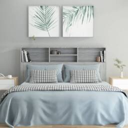 Berkfield Home Headboard Cabinet Grey Sonoma 160x19x103.5 cm - thumbnail 3