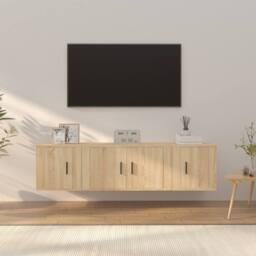 Berkfield Home 3 Piece TV Cabinet Set Sonoma Oak Engineered Wood in Light Tan - thumbnail 2