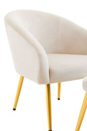 Orsina Midnight Blue Velvet Arm Chair with Footstool, Velvet Upholstered Accent Chair & Footstool, Armchair Set in White - thumbnail 5